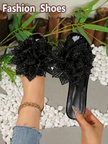 1 paire de sandales à talons hauts élégantes avec nœud papillon, mode polyvalente, talon épais argenté, mules minimalistes à la mode pour l'extérieur, les voyages, la plage, la maison. Convient pour les tenues élégantes, preppy, les fêtes, les sports, les vacances, le punk, la tenue de bureau décontractée. en PU, pour la plage, les vacances, les mariages, les fêtes, le bureau, l'intérieur et l'extérieur, l'été et l'automne - Noir - Voir 3
