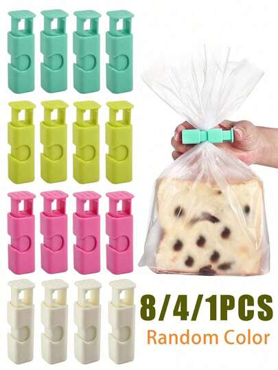 8/4/1pcs Food Sealing Clips, Reusable Fresh Food Storage Tool, Plastic Sealing Clips For Snacks, Bread, Kitchen Storage (Random Color)