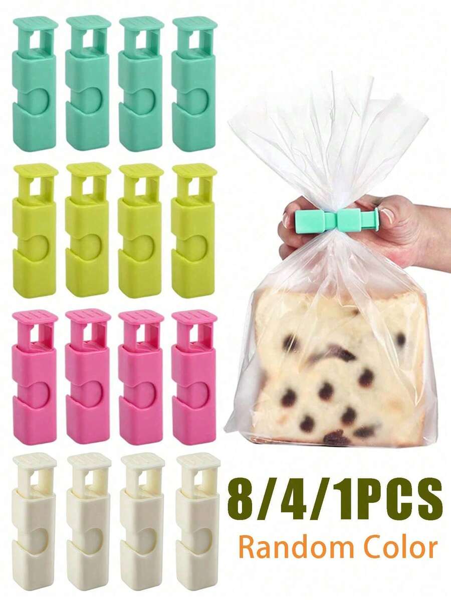 8/4/1 piezas Clips de sellado de alimentos, herramienta reutilizable de almacenamiento de alimentos frescos, clips de sellado de plástico para aperitivos, pan, almacenamiento de cocina (color aleatorio) - Verde - Ver 1