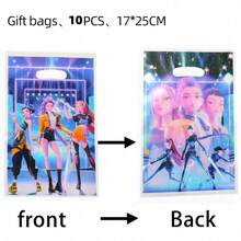 10个装韩流派对礼品袋 - 韩流派对糖果礼品袋、韩流派对珍珠膜礼品袋、可爱耐用的生日派对庆祝礼品袋（韩流粉丝适用），款式随机 - 彩色 - 查看 8
