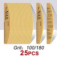 NailShine 1/3/6/15/25pcs Washable, Wear-Resistant Nail Files With Scale, Double-Sided Sponge Nail Buffer Blocks For Nail Shaping And Polishing - Khaki - View 23