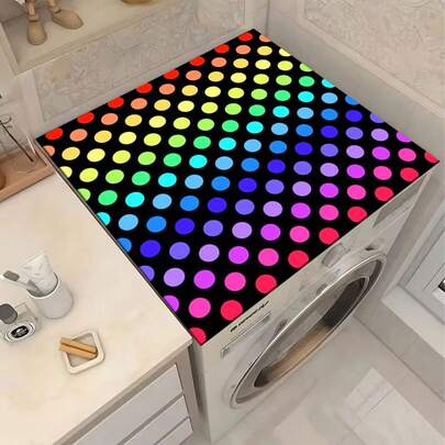 1件装彩虹波点图案多功能吸水垫，涤纶吸水台面保护垫，适用于厨房、餐桌装饰、餐具晾干、洗衣机和咖啡机垫、浴室梳妆台杯垫、厨房配件、派对用品
