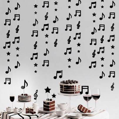 300/118inch Multi-Color Musical Note Banner, Music Party Decoration, Background Decoration Banner, Suitable For Festivals, Weddings, Birthdays, Concerts, Holidays, Ceiling, Wall, Balloon Decorations, Music Party Decorations, Party Decorations, Home Decorations, Room Decorations