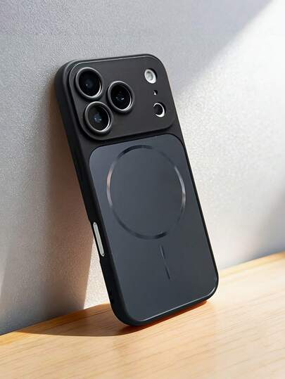 1pc New Luxury Instantly Upgrade To 17 Series Orange Magnetic Wireless Charging Hard Backboard Phone Case Compatible With IPhone 17 16 15 14 13 Pro Max Plus Air With Lens Protection Shockproof Soft Border Cover