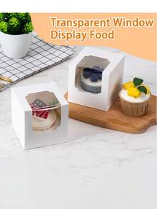 10pcs/1pc/Individual Cupcake Containers, Cupcake Boxes With Window, Cupcake Holders With Inserts, Stackable Deep Cupcake Carrier (White) - White - View 3