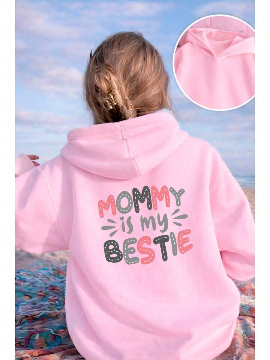 Mommy Bestie Sweatshirt 100% Cotton - Baby Pink - View 1