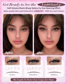 Manga Inspired Lash Clusters: Wispy Volume Eyelash Extensions, 12-20mm D-Curl, Wet Look Anime False Lashes - Style O Wet Lash Clusters - View 2