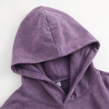 Men's Washed Hooded Sweatshirt - Cyberpunk Anime Retro Washed Heavyweight Cotton Blend Pullover Sweatshirt, Street Style Top, Autumn Fashion - 紫色 - 查看 3