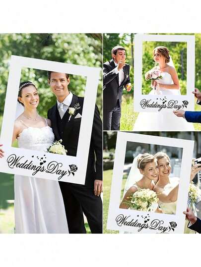 1PC Newlywed Couple Wedding Photo Frame Props, Romantic Wedding Decor For Photography Studio