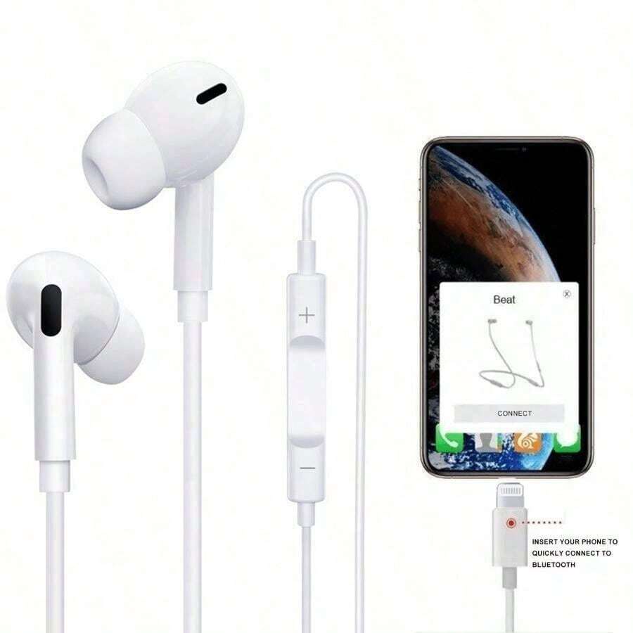 Lightning Wired Earphones With In-Line Control, Compatible With IPhone 14/13/12/11/XR/XS/X/8/7/SE/Pro/Pro Max, Suitable As Christmas/Family Gift - View 1