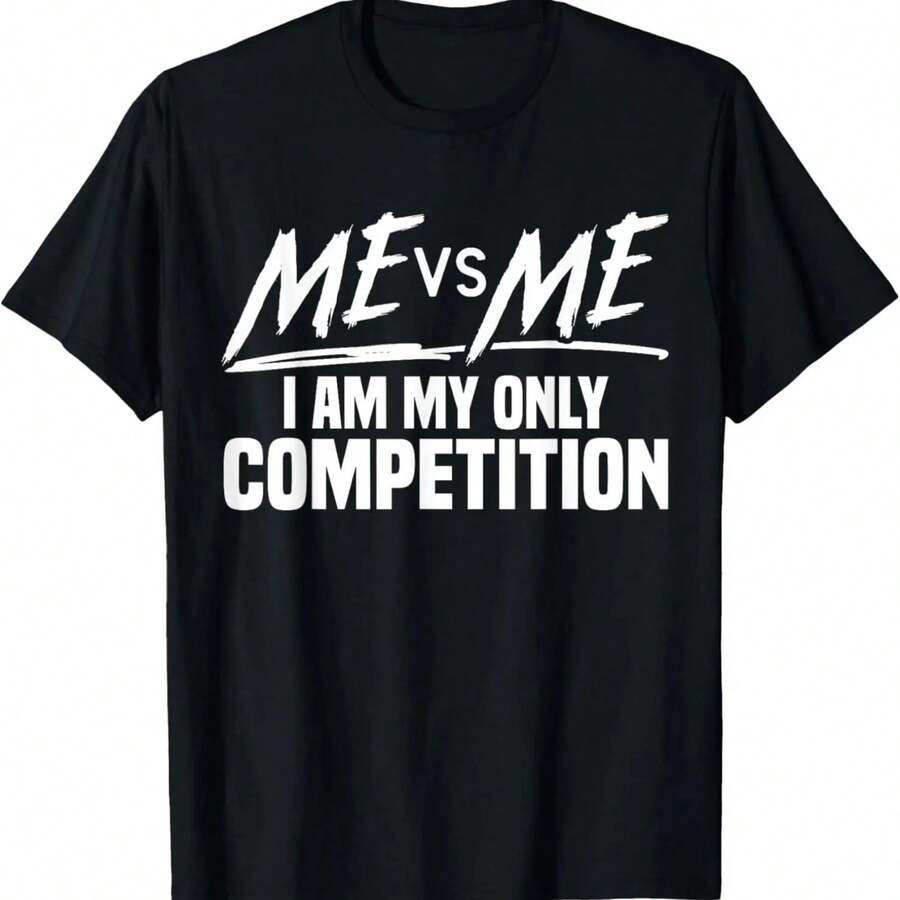 Me Vs Me I Am My Only Competition Motivational T-Shirt - 黑色 - 查看 1