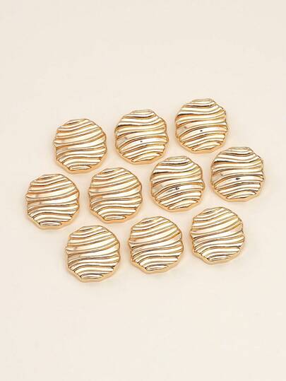 10pcs/Pack Asymmetrical Striped Metal Buttons, Suitable For Sewing On Coats, Shirts, Jackets, Windbreakers As Decorative Buttons, Fashion DIY Accessories For Clothing, Shoes And Hats