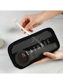 3pcs Mesh Cosmetic Bags, Multi-Functional Toiletry Storage Pouch, Portable Nylon Makeup Organizer Bags For Travel - 3pcs/set(ABC) - View 5