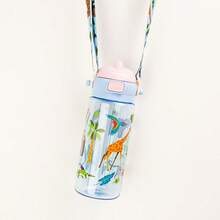 Kids Straw Cup Cute Cartoon Water Bottle Portable Strap Student Water Bottle Plastic Water Cup - Multicolor - View 9