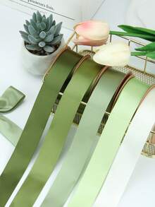 5pcs High-Density Polyester Satin Ribbon, Silky Smooth Texture, Suitable For Valentine's Day Flower Gift Wrapping, Wedding Wreath Decoration Bows, Party Atmosphere Decor Streamers, Cake Packaging Ties, Birthday Party Decor Ribbons, Hair Accessories DIY, Sewing Craft Supplies - View 5