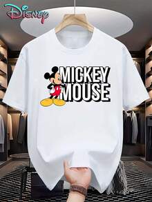 Disney Unisex Casual Round Neck Short Sleeve T-Shirt, Disney Mickey Mouse Cartoon Character Disneyland Walt Disney Vacation Trip Disney World T Shirt - White - View 1