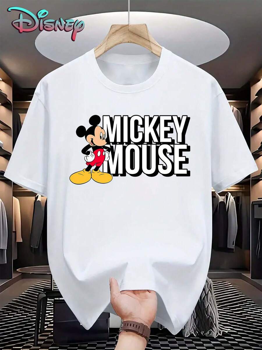 Disney Unisex Casual Round Neck Short Sleeve T-Shirt, Disney Mickey Mouse Cartoon Character Disneyland Walt Disney Vacation Trip Disney World T Shirt - White - View 1
