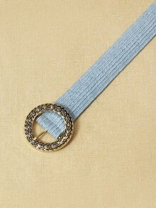 APLCSEY 1件女款金色波希米亞風腰帶，時尚流行服飾配件，配金屬扣，適合購物與日常穿著 - 淺藍色 - 查看 3