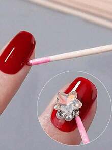 100 Double-Ended Nail Polish Remover Sticks, Small Double-Ended Eyebrow Makeup Remover Tools, Approximately 100 Sticks Per Pack. - Pink - View 3