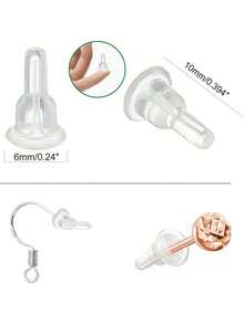 20pcs Hypoallergenic Silicone Earring Backs - Clear, Soft Full Coverage Stoppers For Studs & Hook Earrings - Multicolor - View 3