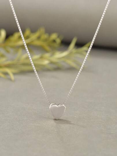 Heart Necklace, Minimalist Jewelry, Silver Tone, Gold Tone, Rose Gold, Ramadan Gift, Eid Mubarak, Daily Wear, Romantic Gift, Simple Pendant