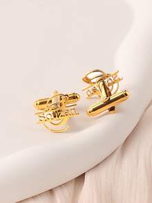Customized Initial Cufflinks, Premium Cufflinks, Groom Wedding Gift, Perfect For Boyfriend, Valentine's Day, Christmas, New Year Gift - Gold-style 3 - View 5