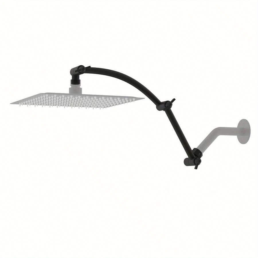 1pc Of Solid 16-Inch Shower Head Extension Arm, Featuring Adjustable Height And Angle, A Flexible Extender With Locking Joints, Universal Connection Pipe, For Shower Use Only - Black - View 1