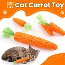 1/2个橙色猫胡萝卜玩具，可爱纸绳胡萝卜互动磨牙玩具，可自主玩耍，缓解无聊，耐用耐咬耐抓，适合幼猫和成猫，促进牙齿健康和运动。 - 彩色 - 查看 2