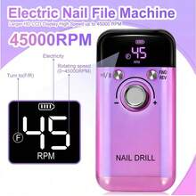 45000RPM Electric Nail Drill Machine Professional Nail Drills For Gel Nails Polish Rechargeable Portable Nail File Manicure Tool - 白色 - 查看 8