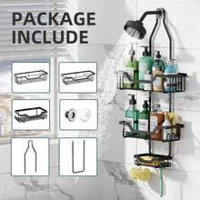 Shower Caddy Hanging, 3 Tier Rustproof Shower Organizer, Shower Rack With Baskets/Soap Basket, Hooks For Razor/Sponge, No Drilling Bathroom Organizer Over Showerhead - Black - Black - View 3