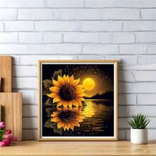 1 pieza [30*30cm/11.8*11.8in][40*40cm/15.7*15.7in] Kit de pintura de diamantes acrílicos 5D, patrón de girasol al atardecer, adecuado para principiantes adultos DIY Mosaico de arte de diamantes, pintura de diamantes DIY de perforación completa, aplicable para decoración de pared de sala de estar, dormitorio, oficina, pintura de arte sorpresa, regalo de decoración del hogar para familiares y amigos - Sin marco - Ver 3