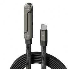 Oozcc 240W 弯头 180° 快充可折叠手机支架，PD 数据线尼龙材质，支持数据同步，适用于 17、POCO、Tesl 等手机 - 黑色 - 查看 7