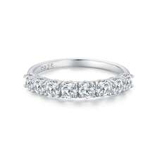 BAMOER Anillos Apilables de Media Eternidad de Plata de Ley 925 Hipoalergénica con Piedra Redonda de Moissanita de Color D VVS1 Corte Brillante para Boda & Banquete para Mujeres - Plateado - Ver 13