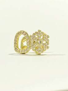 1件独特的镂空心形雪花闪亮嘻哈牙齿饰品，男女皆宜，适合派对、音乐节拍照，节日礼物 - 彩色 - 查看 11