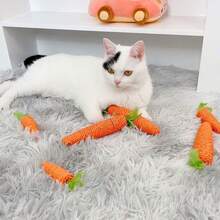 1pc Large Cat Toy, Pet Chew Toy, Cute Paper Rope Carrot Interactive Cat Toy, Self-Entertainment Boredom Relief Durable Chew Toy, Cat Stick Rattle Kitten Teething Scratching Toy - Orange - View 5