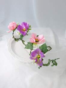 1 chiếc vòng tay hoa giả thủ công phong cách Boho màu hồng và tím, phụ kiện đeo tay thanh lịch cho phù dâu trong đám cưới, thích hợp cho các bữa tiệc bãi biển và những dịp đặc biệt, lễ hội, sinh nhật. - Quả cam - Xem 5