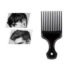 1pcs African Anti-Static Plastic Black Natural Curled Dense Hair Comb - African Tweezledown Comb - African Art Design - 黑色-1件 - 查看 3