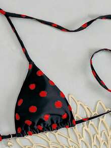 2pcs/Set 2026 New Women's Bikini Set, Casual Polka Dot Swimwear With Tie-Side Bottoms, Medium Stretch Fabric, Suitable For Vacation, Beach, Pool Activities, Beach Party Bikini Set, Summer Beach Outfit - Multicolor - View 3