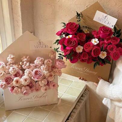 Large Envelope Box Flower Bouquet Floral Gift Box, Suitable For Valentine's Day Flowers, Anniversary Party Gifts, Wedding Flower Bouquet Packaging, Valentine's Day Decorations, Gifts, Women's Gifts, Party Favor Bags