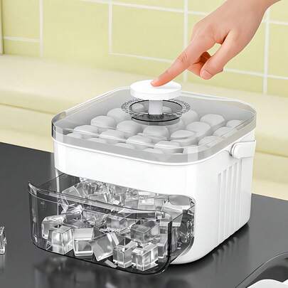 Easy Release Ice Cube Tray Portable Bin Ice Maker For Whiskey Cocktail Coffee Drinks Large Capacity Ice Container Versatile Ice Molds For Women Men For Home Kitchen Bar Parties Ice Cube Box Kitchen Essential Home Essentials Drink Accessories