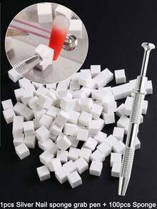 Bộ 50/100 miếng mút xốp vuông dùng cho móng tay, bao gồm bút kẹp móng bằng thép không gỉ màu bạc/vàng, cọ vẽ móng gradient, mút xốp gel vẽ móng gradient, bút gắp móng, bút gắp móng màu bạc, dụng cụ tự làm móng tại nhà. - Nhiều màu - Xem 16