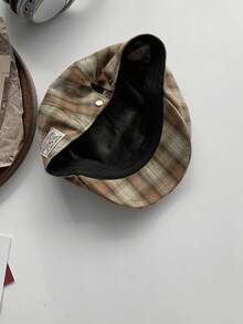 1顶复古英伦格纹报童帽，女士新款春夏大帽围报童帽，百搭贝雷帽 - 彩色 - 查看 16