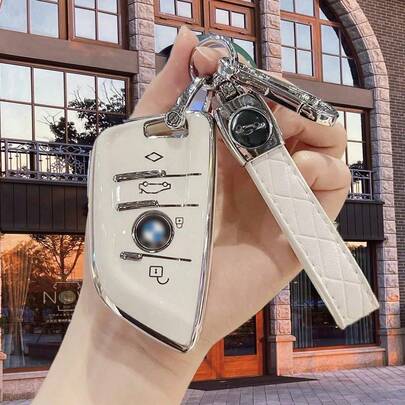 1 Piece Car Logo Keyring, Suitable For TPU Car Key Case With Keyring - Durable Construction, Practical Key Case Compatible With 2/3/5/6/7 Series, X1 X2 X3 X5 X6 - Ideal Choice For Enthusiasts