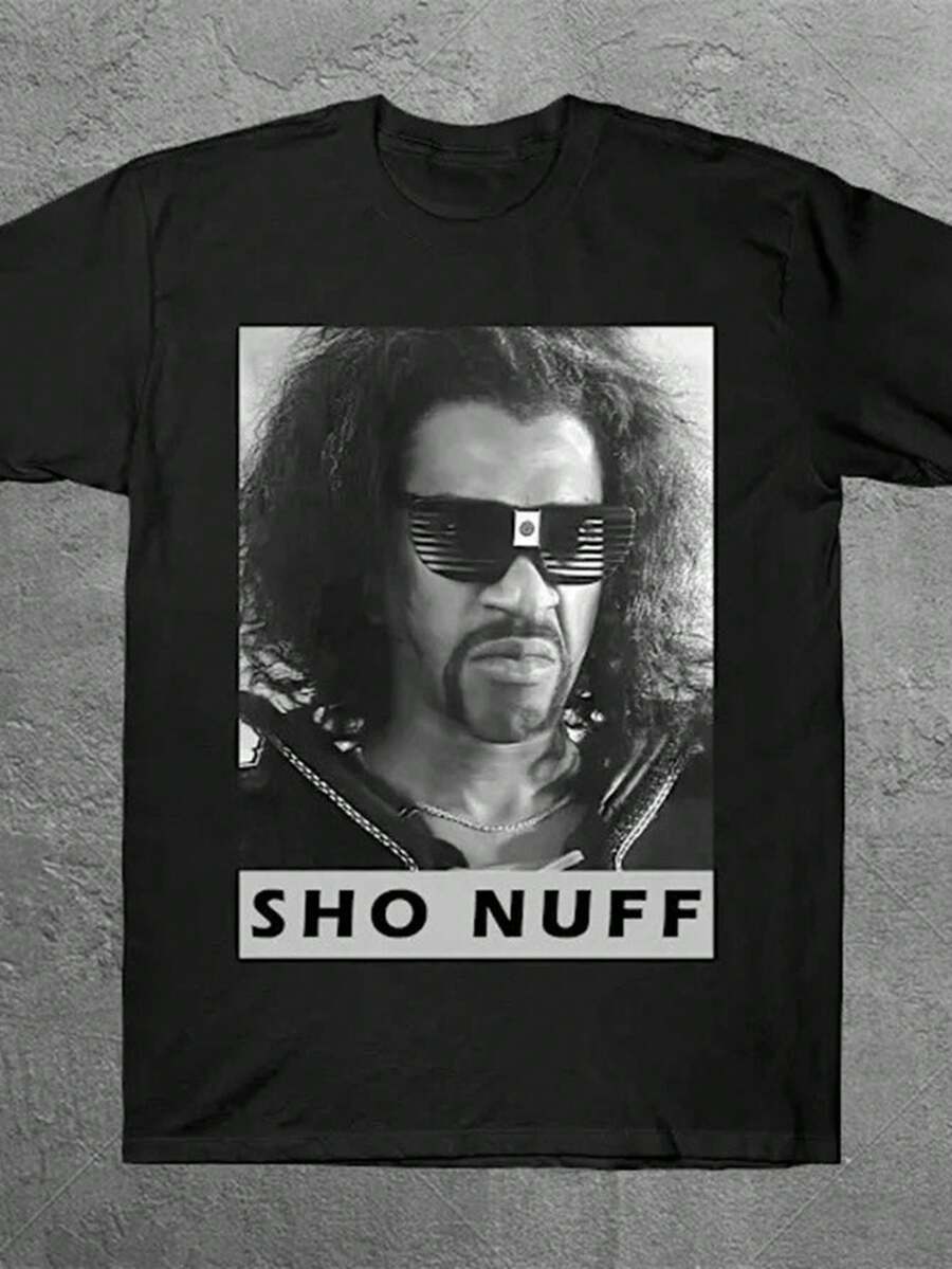Sho Nuff The Last Dragon Men's Graphic T-Shirt - Relaxed Fit Black Crewneck Short Sleeve, Bold White Print, Must-Have For Pop Culture Fans, Everyday Comfortable Street Style, Soft Fabric, Urban Fashion, Printed Top, Essential For Streetwear - 黑色 - 查看 1