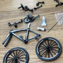 1pc 1:8 Scale Black Bicycle Assembly Model, Manual Assembly Black Racing Bicycle, Adult Desktop Toy, Office Prop, New Year Gift - Multicolor - View 6
