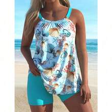 Free-Ship-Random Women's Plus Size Tankini Swimsuit Set - Royal Blue - View 1