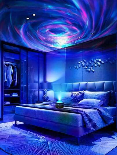 1pc Starry Vortex Projection Lamp, Spiral Light Effect - USB Powered, LED Wave Ripple Night Light, Color Changing, Bedroom Projection Lamp, Starry Projector, Bedroom Night Light Projector, Multi-Color Remote Control, Wedding Decor, Room Decor, Valentine's Gift, Camping, Wedding Decoration, Suitable For Room, Bedroom, Valentine's Day, Wedding, Party, Holiday, Birthday, Living Room, Live Streaming