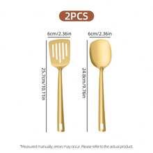 2/6pcs - Stainless Steel Spatula Set, Golden Steak Spatula, Solid Spatula, Non-Stick Cookware, Kitchen Utensil Additions, Dishwasher , Easy To Clean - - - View 7