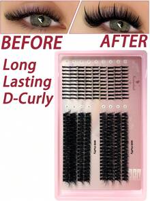 3款漫画风格假睫毛簇，尖头假睫毛，单根假睫毛簇，多种自然妆效，猫眼浓密水润妆效，60D/80D可重复使用单根分段假睫毛，轻盈柔软，在家即可DIY嫁接睫毛 - D - 查看 2