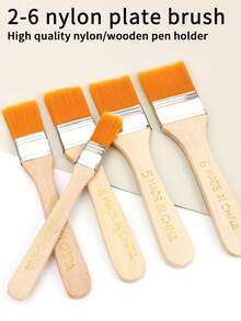 5支木柄尼龙毛画笔套装，2-6号画笔，适用于DIY涂鸦、各种颜料绘画、艺术创作、键盘清洁 - 彩色 - 查看 3